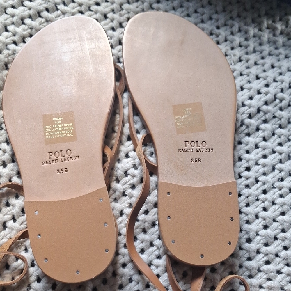 Polo by Ralph Lauren Strappy Wrap-Around Leather Sandal in Cognac - Picture 5 of 5